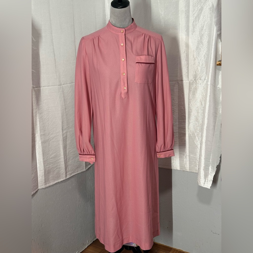 Vintage 70’s Pink Button Up Shirtdress Size 14